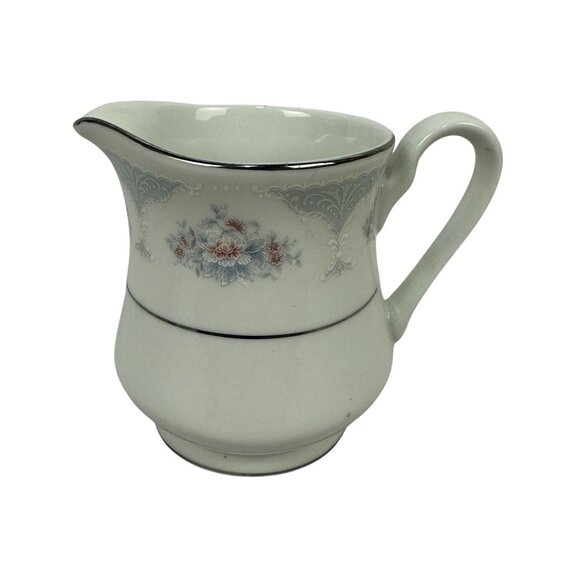 Silverie Sapphire Creamer Fine China Pink/Blue/White Floral Platinum Trim 1990 - Picture 2 of 5